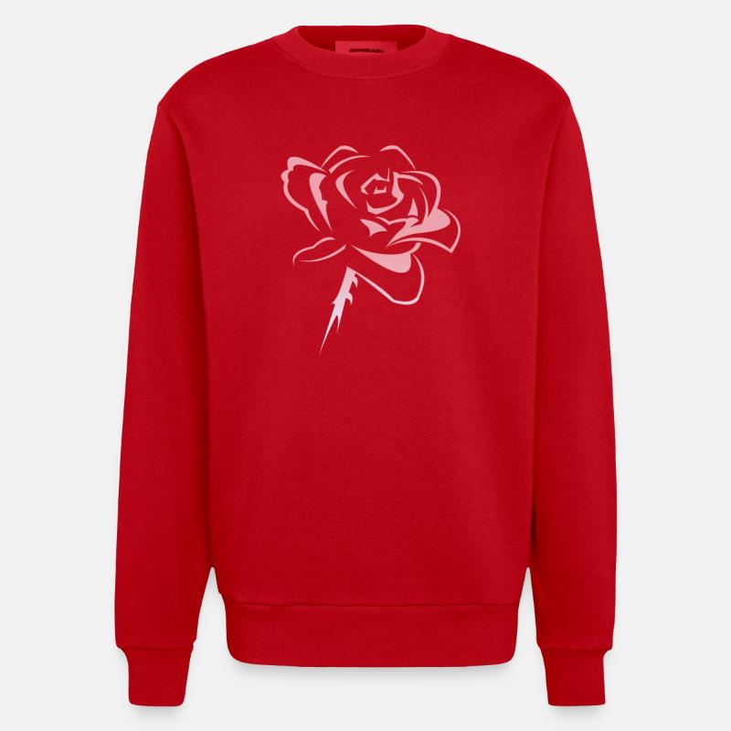 Fleur, rose - Sweat bio épais oversize fabriqué en UE - rouge