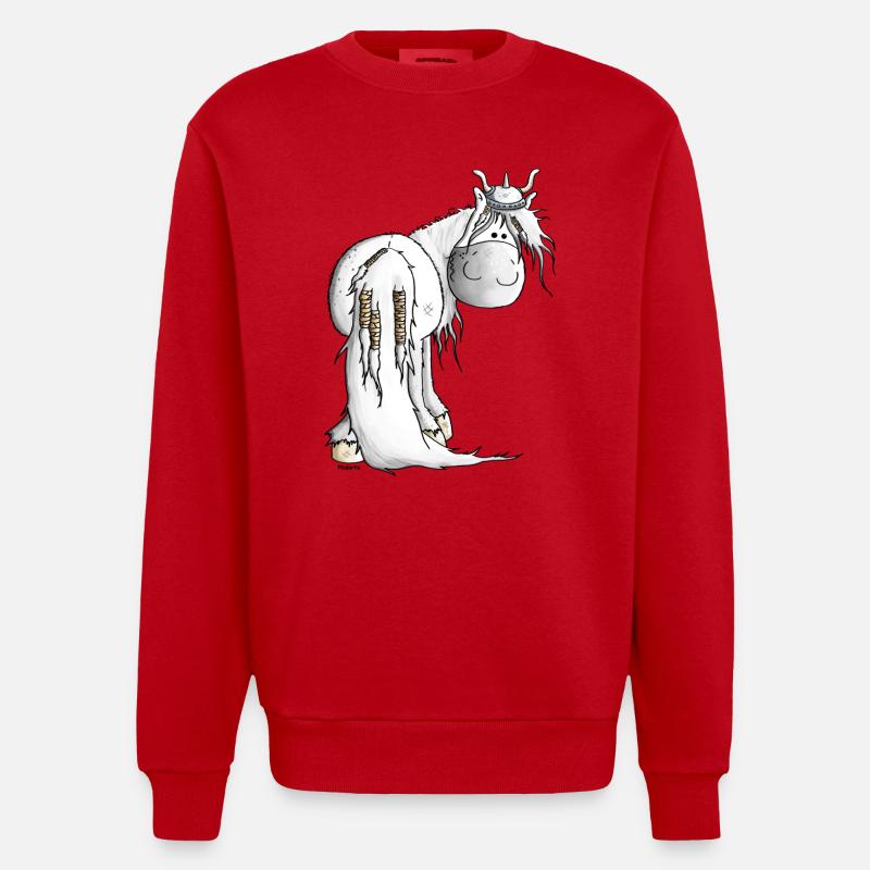 Wikinger Isländer - Pferd - Heavyweight Oversized Organic Crew Neck Made in EU - Rot