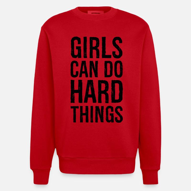 girls can do hard things - Heavyweight Oversized Organic Crew Neck Made in EU - red