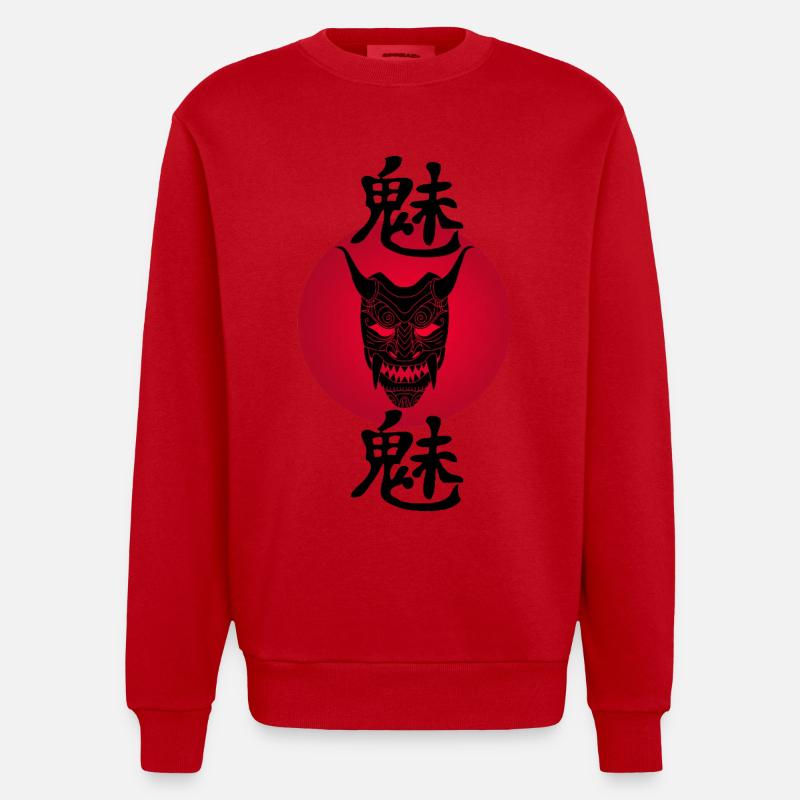 Schwarzer Dämon und Rote Sonne - Heavyweight Oversized Organic Crew Neck Made in EU - Rot