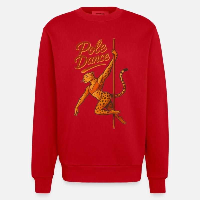Pole Dance Leopardin Poledancerin Geschenk - Heavyweight Oversized Organic Crew Neck Made in EU - Rot