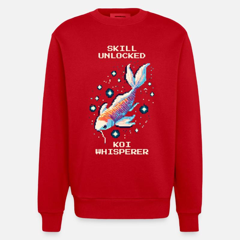 Skill freigeschaltet: Koi-Flüsterer | Koi Teich - Heavyweight Oversized Organic Crew Neck Made in EU - Rot