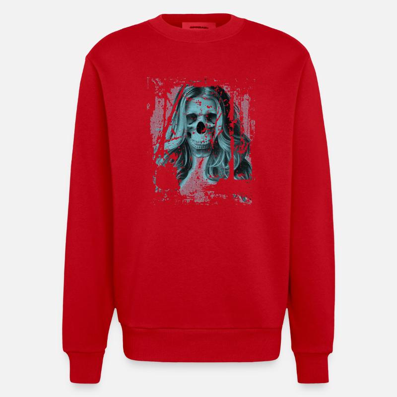 Fille de crâne Tuerkis - Sweat bio épais oversize fabriqué en UE - rouge