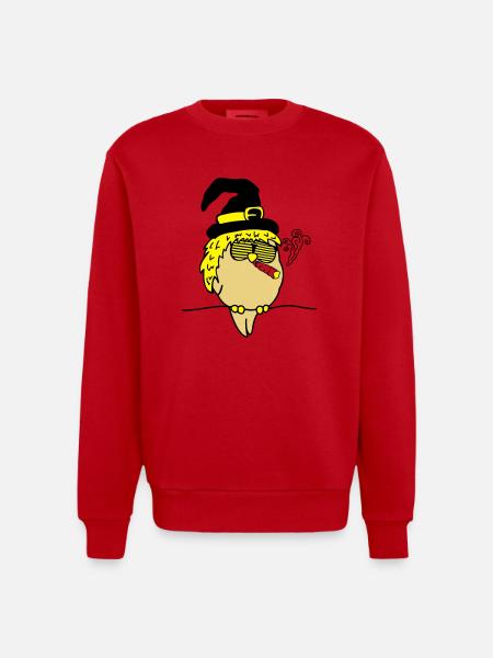 bird_witch_smoke_02 - Heavyweight Oversized Organic Crew Neck Made in EU - red