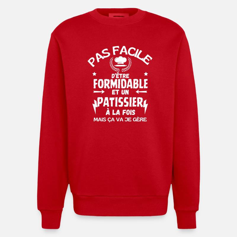 FORMIDABLE PASTRY CHEF - Heavyweight Oversized Organic Crew Neck Made in EU - red