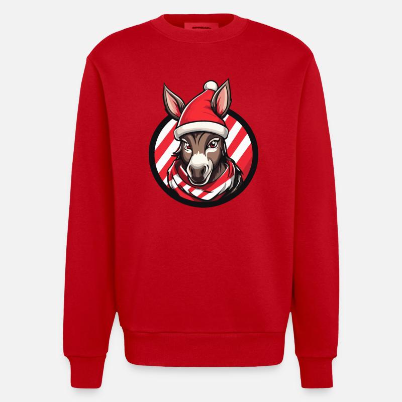 Âne Noël - Sweat bio épais oversize fabriqué en UE - rouge