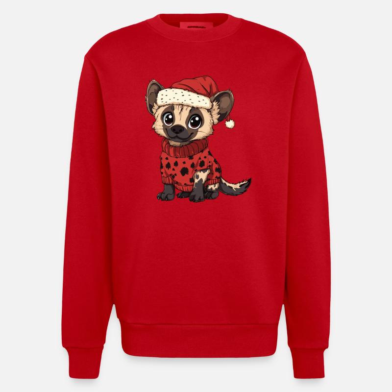 Hyäne Weihnachten Comic - Heavyweight Oversized Organic Crew Neck Made in EU - Rot