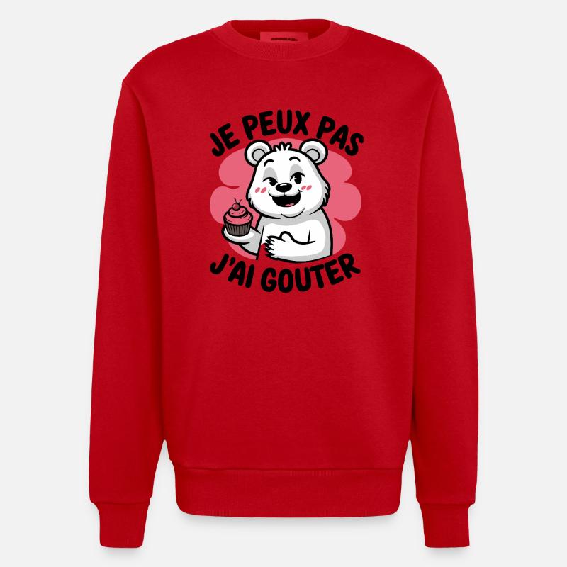 je peux pas j'ai gouter - Sweat bio épais oversize fabriqué en UE - rouge