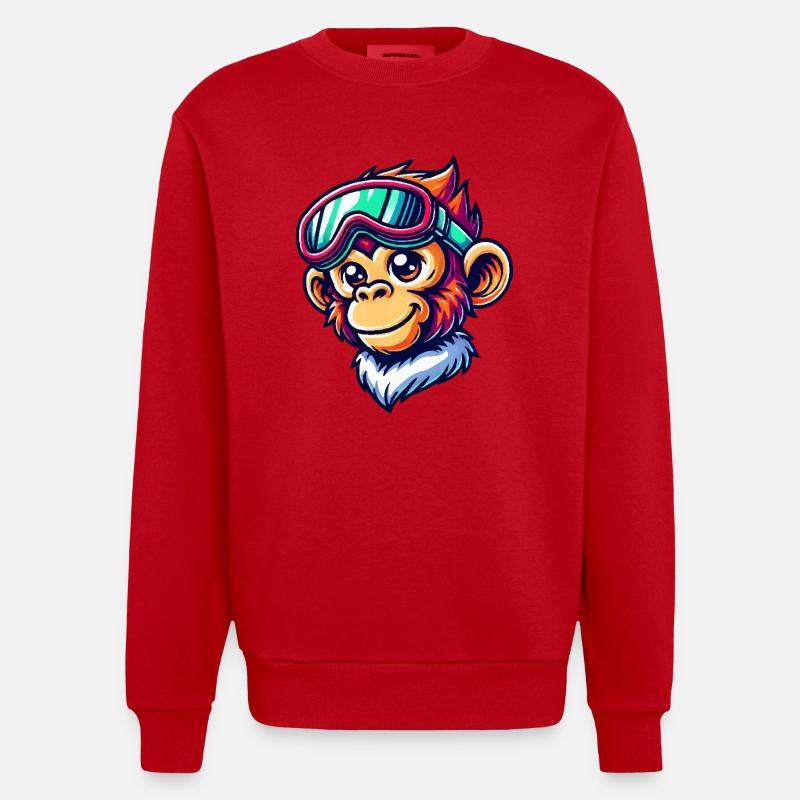 Affe Skibrille Comic - Heavyweight Oversized Organic Crew Neck Made in EU - Rot