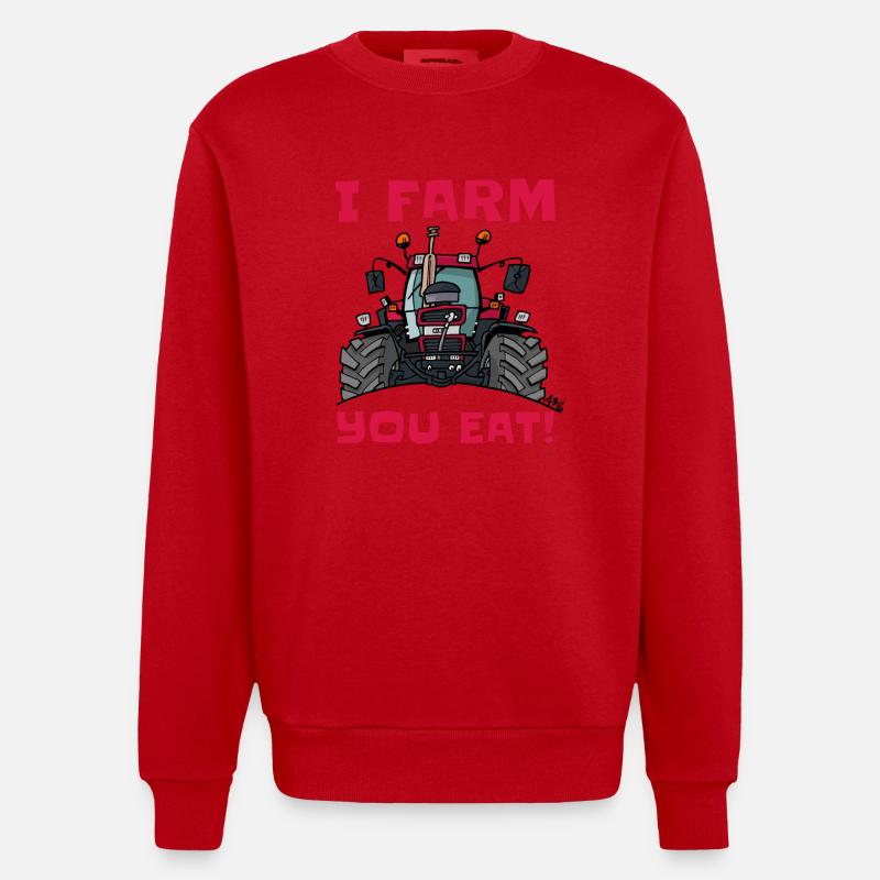 Ich Bauernhofs Fall essen - Heavyweight Oversized Organic Crew Neck Made in EU - Rot