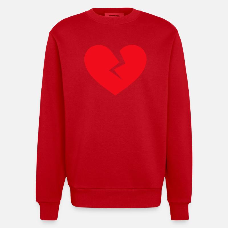 Broken Heart-Grafik - Heavyweight Oversized Organic Crew Neck Made in EU - Rot