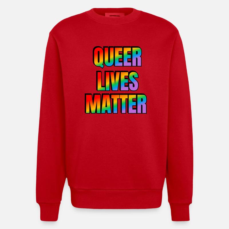 Les vies queer comptent - Sweat bio épais oversize fabriqué en UE - rouge