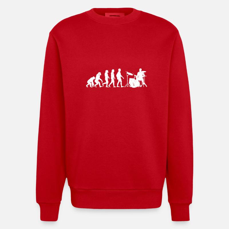 Drummer evolution drums gift drummer - Heavyweight Oversized Organic Crew Neck Made in EU - red