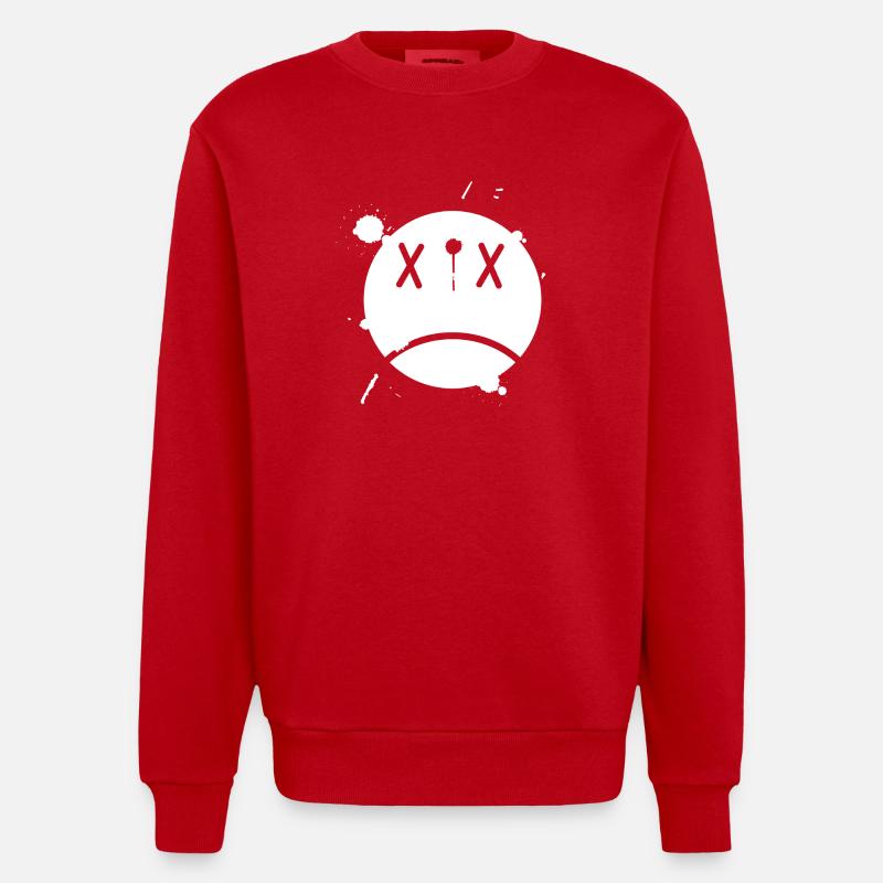 Smiley 01 - Sweat bio épais oversize fabriqué en UE - rouge
