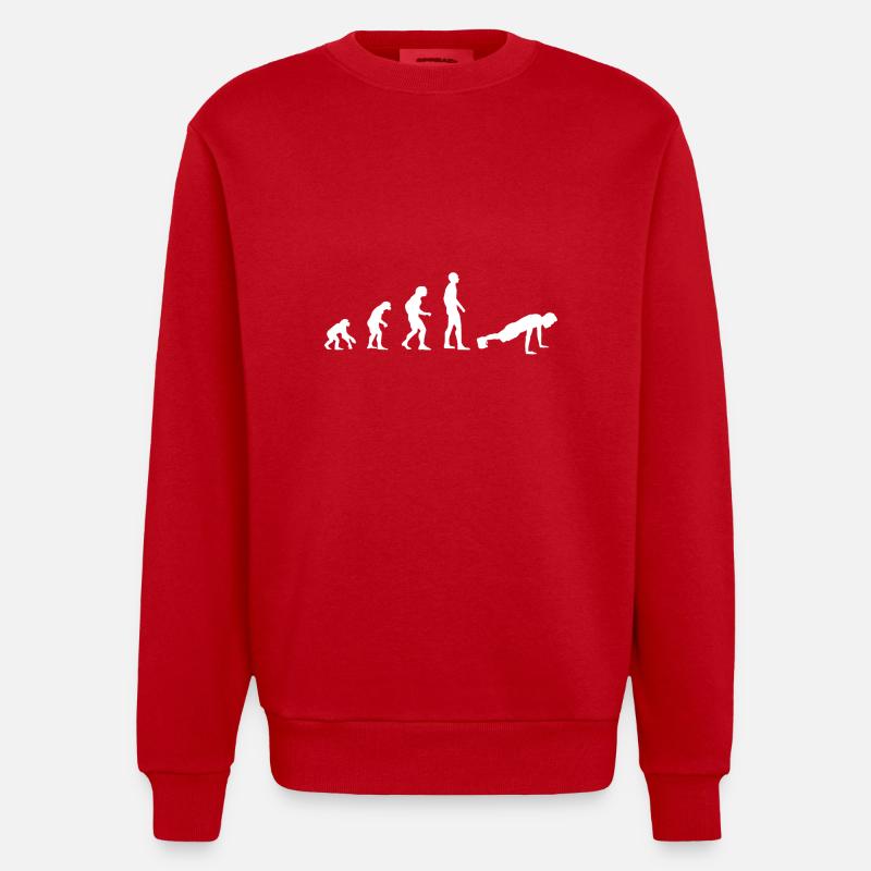 Evolution pushups - Heavyweight Oversized Organic Crew Neck Made in EU - red