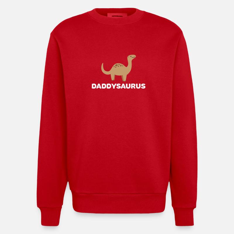 Daddysaurus Funny Dinosaur Daddy Gift - Heavyweight Oversized Organic Crew Neck Made in EU - Rot