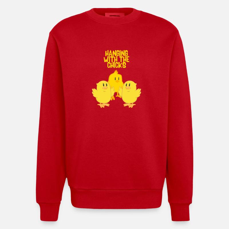 Mit den Chicks abhängen - Heavyweight Oversized Organic Crew Neck Made in EU - Rot