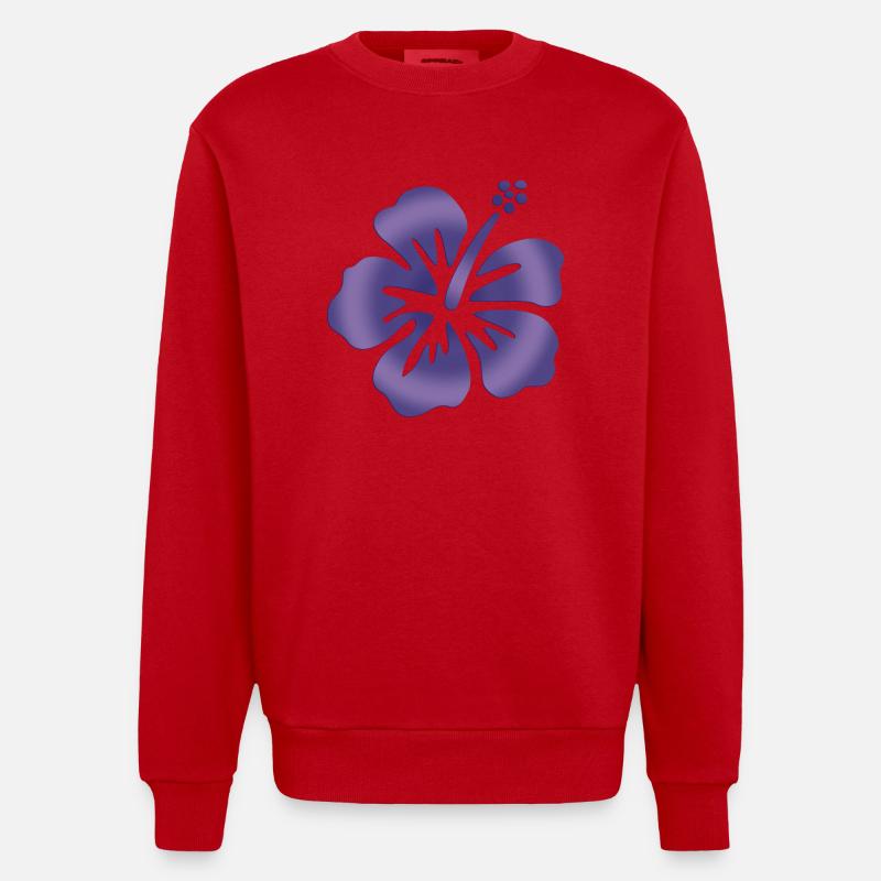 Hibiscus Blau - Heavyweight Oversized Organic Crew Neck Made in EU - Rot