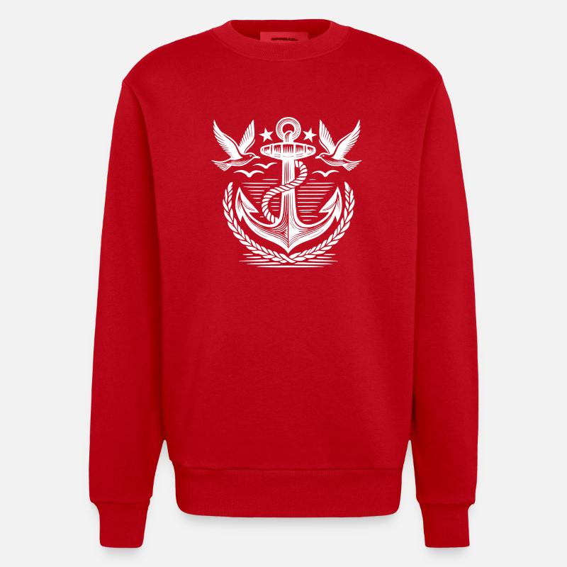 Logo de l’ancre Seagulls - Sweat bio épais oversize fabriqué en UE - rouge