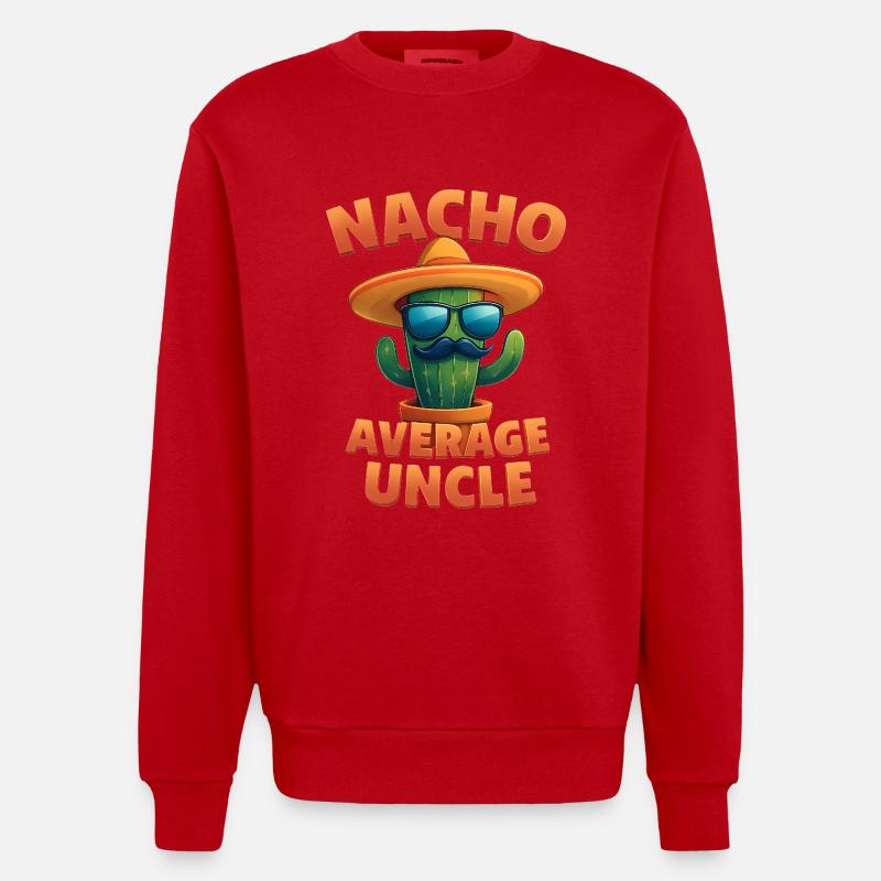 Nacho Average Onkel Kaktus Design - Heavyweight Oversized Organic Crew Neck Made in EU - Rot
