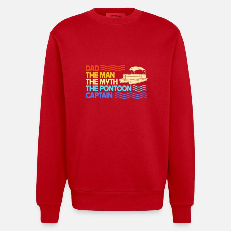 Pontonboot Boot Boote - Heavyweight Oversized Organic Crew Neck Made in EU - Rot