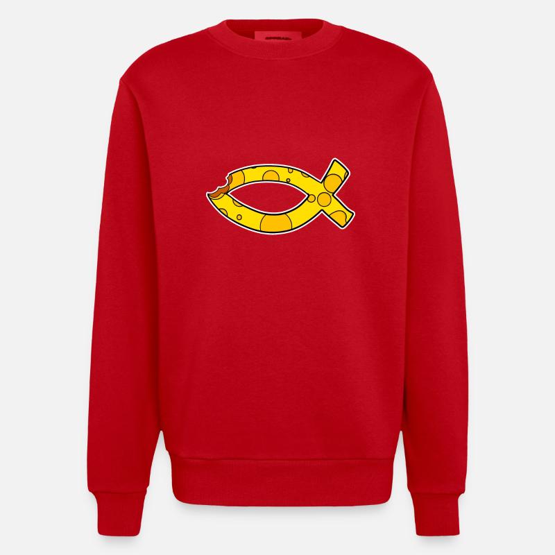 Poisson Symbole Fromage - Sweat bio épais oversize fabriqué en UE - rouge