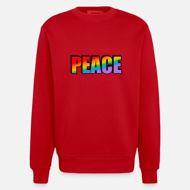 Friedens-Regenbogen - Heavyweight Oversized Organic Crew Neck Made in EU - Rot