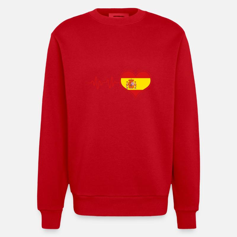 Spanien Spanisch - Heavyweight Oversized Organic Crew Neck Made in EU - Rot
