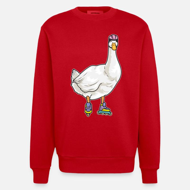 Ente Inline skating Rollschuhe - Heavyweight Oversized Organic Crew Neck Made in EU - Rot