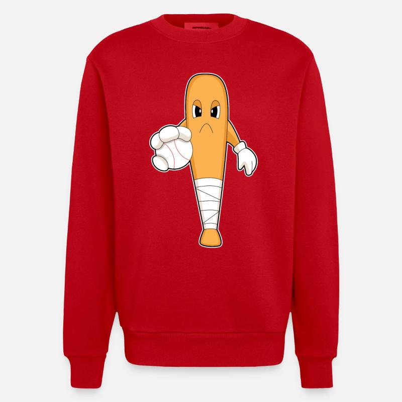 Baseball Baseballschläger - Heavyweight Oversized Organic Crew Neck Made in EU - Rot