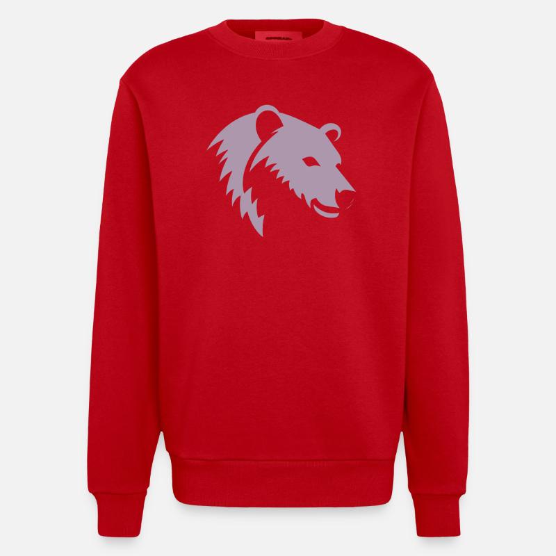 Bär Silhouette eines Eisbärkopfes - Heavyweight Oversized Organic Crew Neck Made in EU - Rot