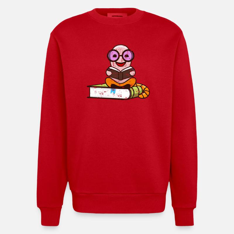 Nerd Bücherwurm liest Bücher grunge - Heavyweight Oversized Organic Crew Neck Made in EU - Rot
