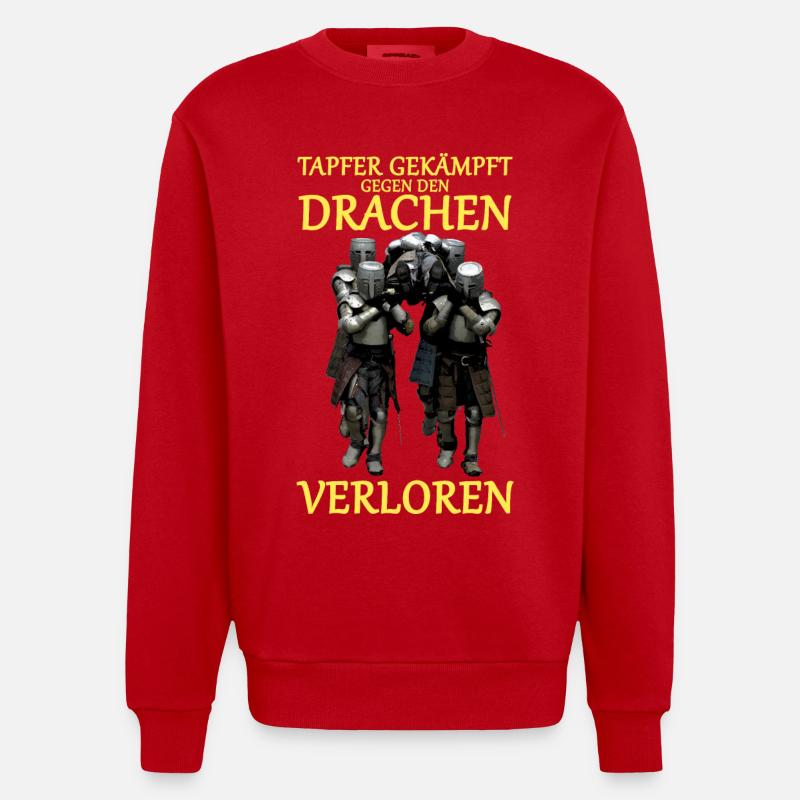 Tapferer Kampf gegen Drachen - Heavyweight Oversized Organic Crew Neck Made in EU - Rot