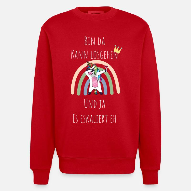 Unicorn Regenbogen Eskalation - Heavyweight Oversized Organic Crew Neck Made in EU - Rot
