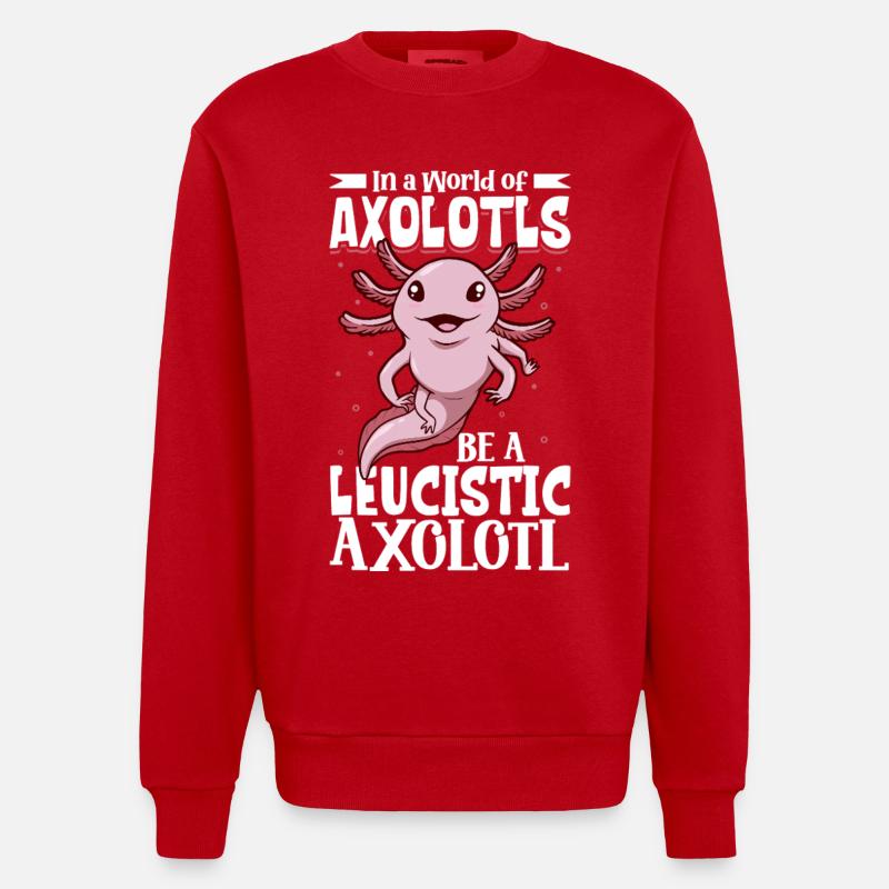 Be a Leucistic Axolotl - Heavyweight Oversized Organic Crew Neck Made in EU - red