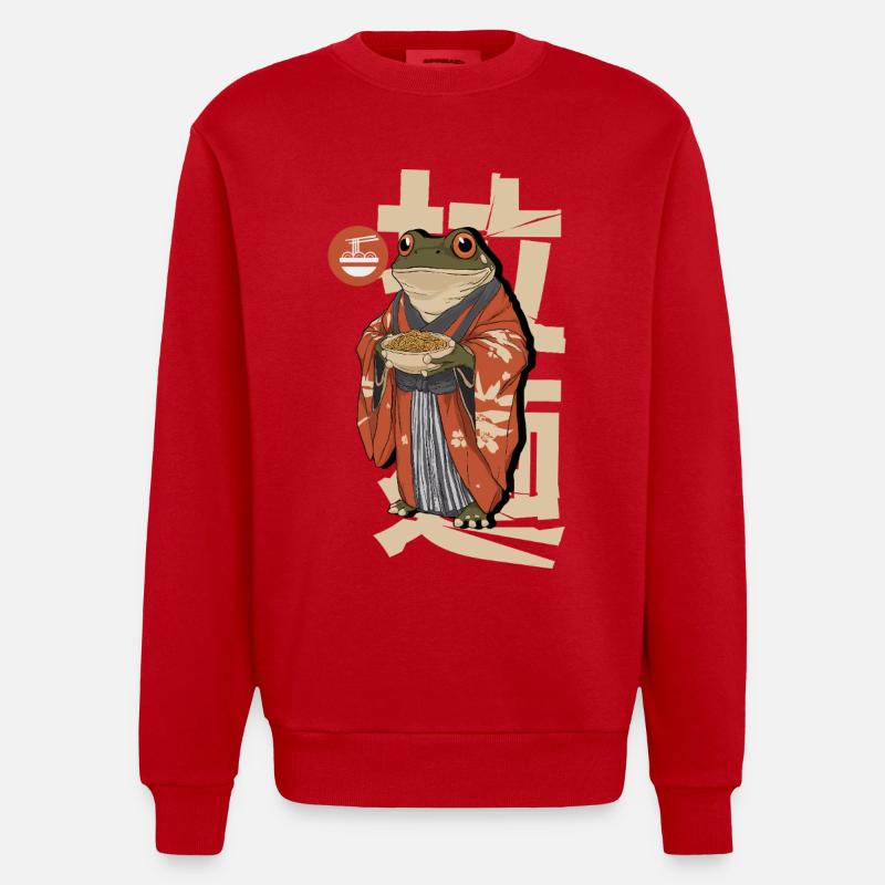 Des grenouilles mangeant des ramen - Sweat bio épais oversize fabriqué en UE - rouge