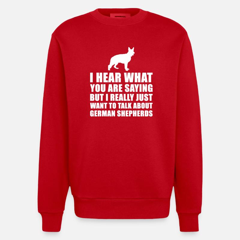 Funny German Shepherd-Geschenk-Idee - Heavyweight Oversized Organic Crew Neck Made in EU - Rot