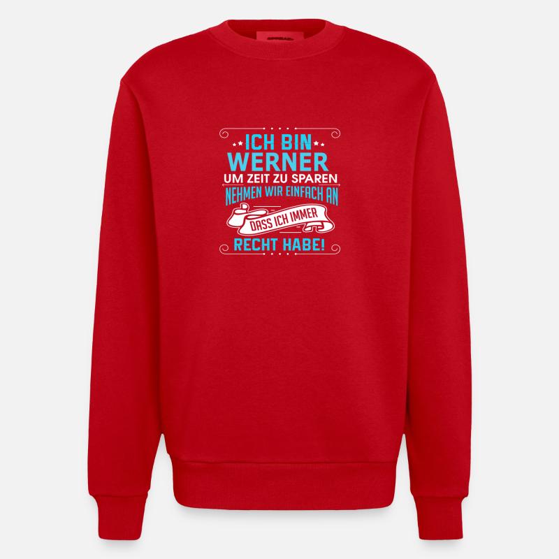WERNER - Heavyweight Oversized Organic Crew Neck Made in EU - Rot