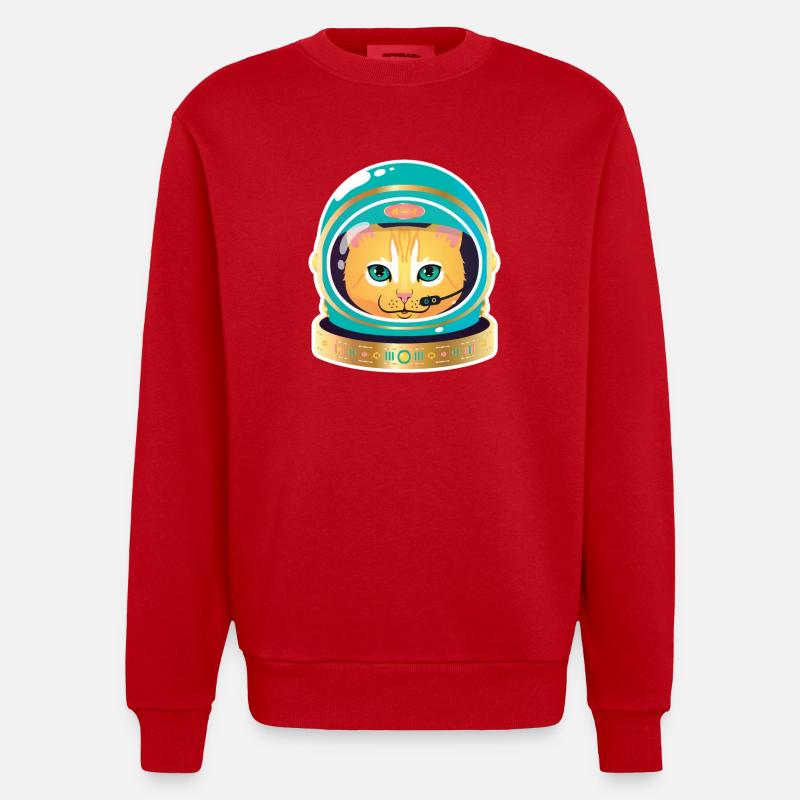 Cosmonaut Cat - Sweat bio épais oversize fabriqué en UE - rouge