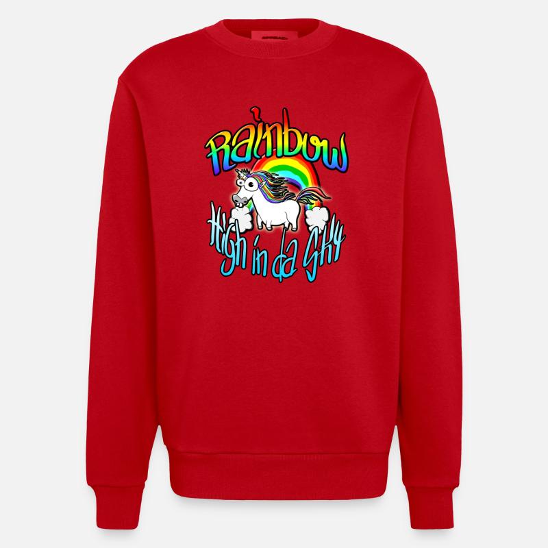 Rainbow High in da sky - Heavyweight Oversized Organic Crew Neck Made in EU - Rot