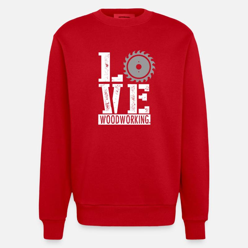 Cadeau de menuisier menuisier - Sweat bio épais oversize fabriqué en UE - rouge