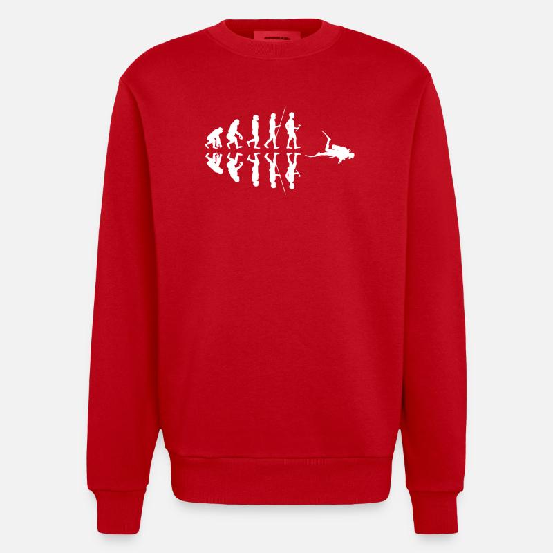 Diving - Diver - Scuba Diving - Evolution - Heavyweight Oversized Organic Crew Neck Made in EU - red