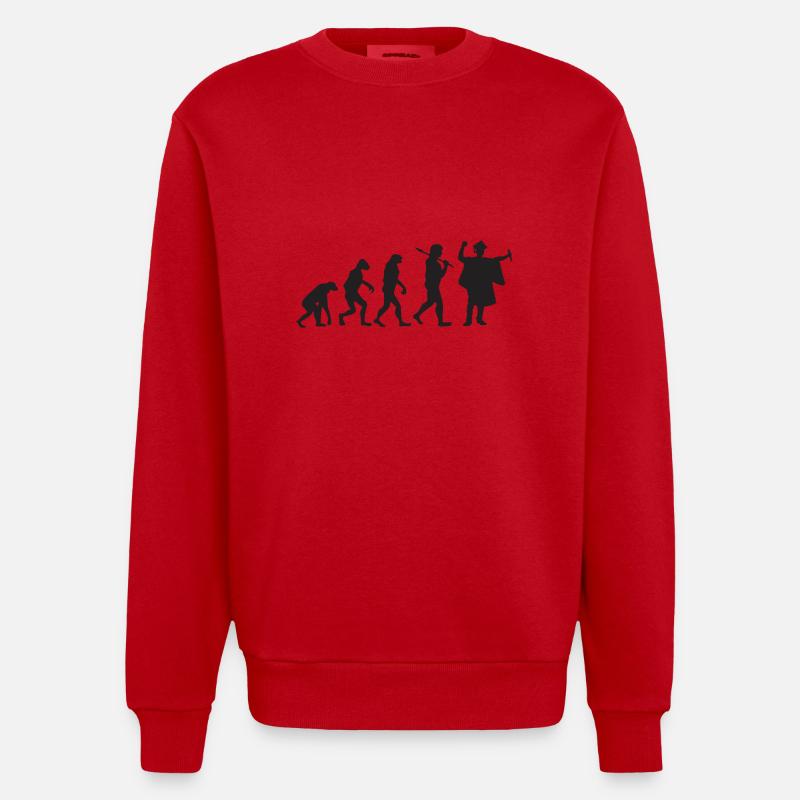 Graduation - Evolution - Gift - Heavyweight Oversized Organic Crew Neck Made in EU - red