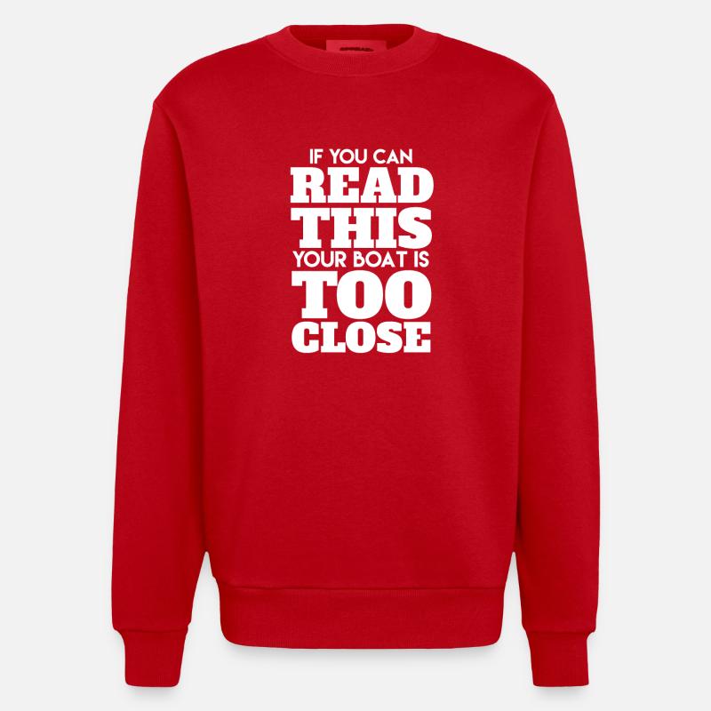 Funny Boat Quotes - Heavyweight Oversized Organic Crew Neck Made in EU - red