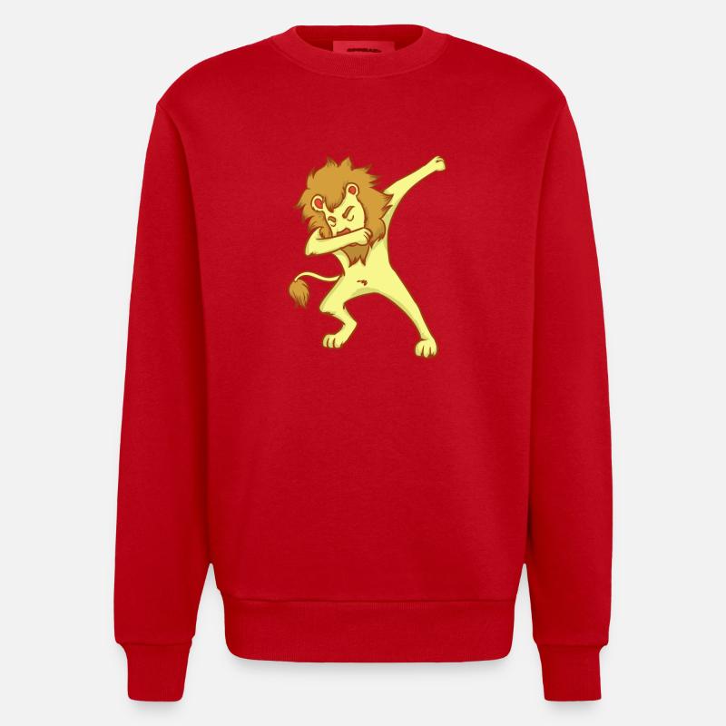 DAB Löwe - tanzen - Geschenk - Heavyweight Oversized Organic Crew Neck Made in EU - Rot