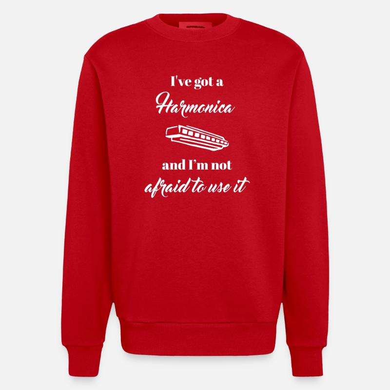 harmonica - harmonica player - harmonica - Heavyweight Oversized Organic Crew Neck Made in EU - red