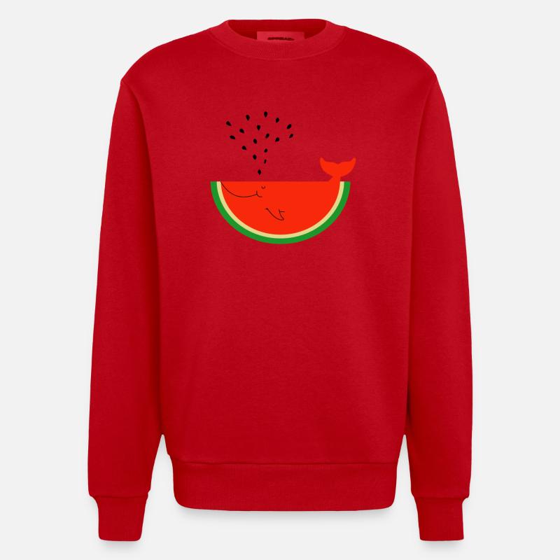 Baleine de pastèque - Sweat bio épais oversize fabriqué en UE - rouge