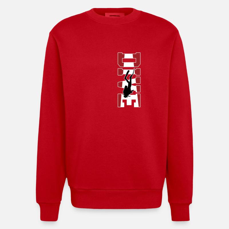 Diving - diver gift - Heavyweight Oversized Organic Crew Neck Made in EU - red
