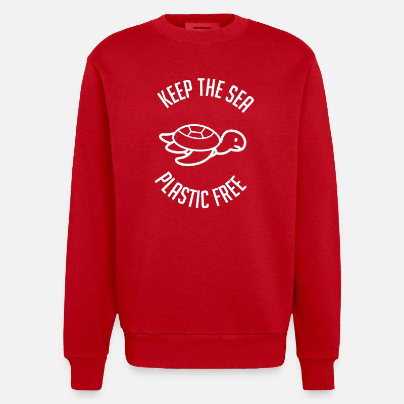 Turtle - Turtle Lover - Conservation - Heavyweight Oversized Organic Crew Neck Made in EU - red