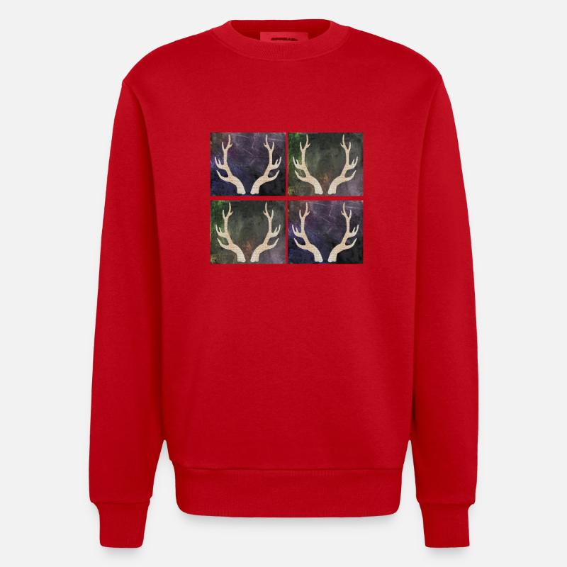 Deer antlers - Heavyweight Oversized Organic Crew Neck Made in EU - red